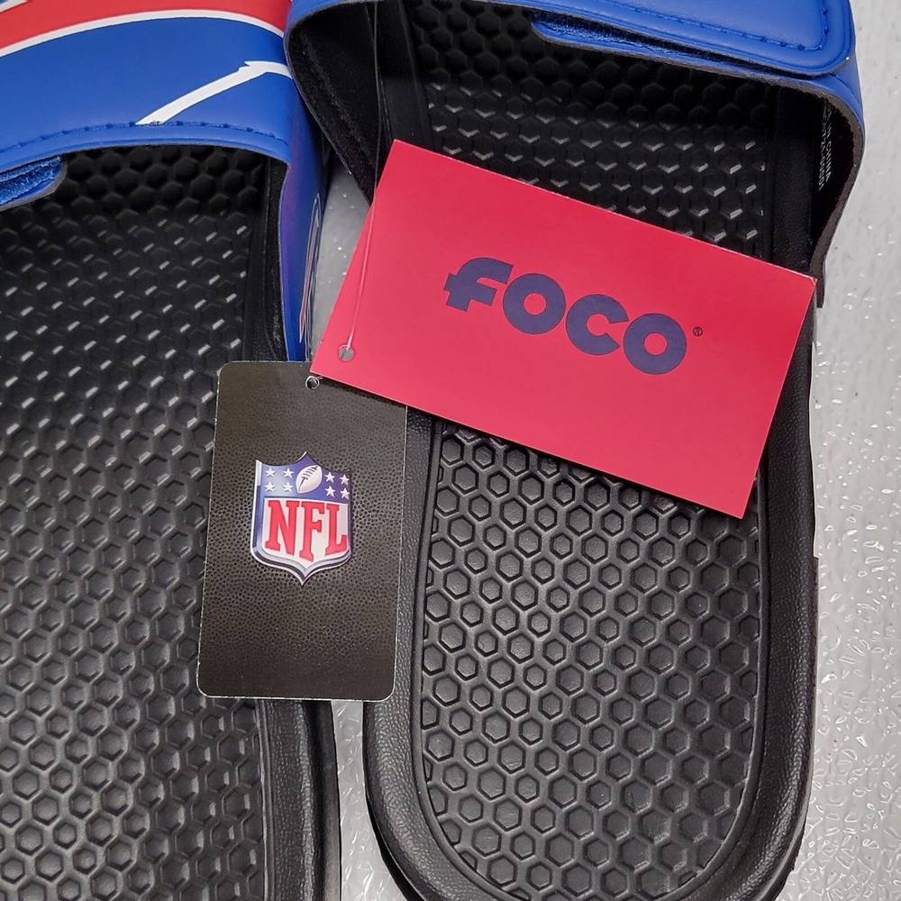 Buffalo Bills NWT Foco NFL Size L Hook & Loop Adjustable Strap Slides Sandal - Picture 10 of 14